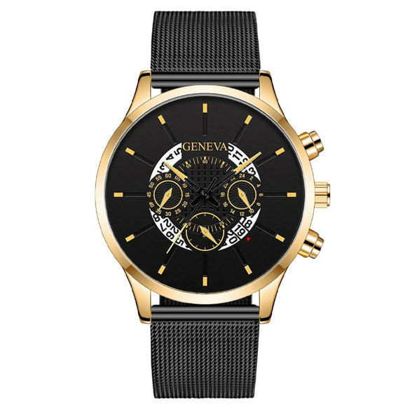 Wholesale Fashion Men's Quartz Watch With Alloy And Stainless Steel Material Round Dial Milan Belt Mesh Belt Pin Buckle
