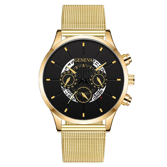 Wholesale Fashion Men's Quartz Watch With Alloy And Stainless Steel Material Round Dial Milan Belt Mesh Belt Pin Buckle