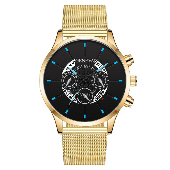 Wholesale Fashion Men's Quartz Watch With Alloy And Stainless Steel Material Round Dial Milan Belt Mesh Belt Pin Buckle