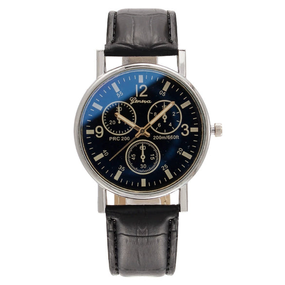 Wholesale Fashion Men's Quartz Watch With Mineral Strengthened Glass Mirror Imitation Leather Strap And Plastic Case Round Dial
