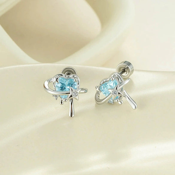 Wholesale Fashion Metal Heart Zircon Earrings For Women Titanium Steel Ear Bone Nails