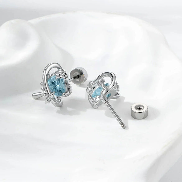 Wholesale Fashion Metal Heart Zircon Earrings For Women Titanium Steel Ear Bone Nails