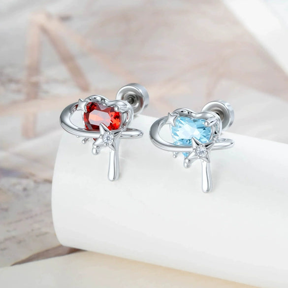 Wholesale Fashion Metal Heart Zircon Earrings For Women Titanium Steel Ear Bone Nails