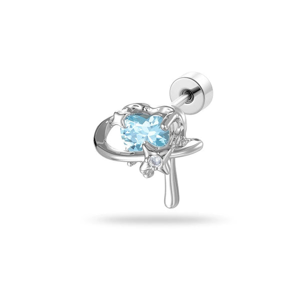 Wholesale Fashion Metal Heart Zircon Earrings For Women Titanium Steel Ear Bone Nails