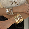 Wholesale Fashion Metal Hollow Exaggerated Opening Alloy Bracelet For Women With Geometric Design