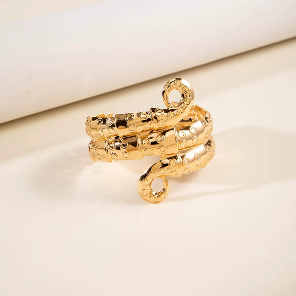 Wholesale Fashion Metal Hollow Exaggerated Opening Alloy Bracelet For Women With Geometric Design