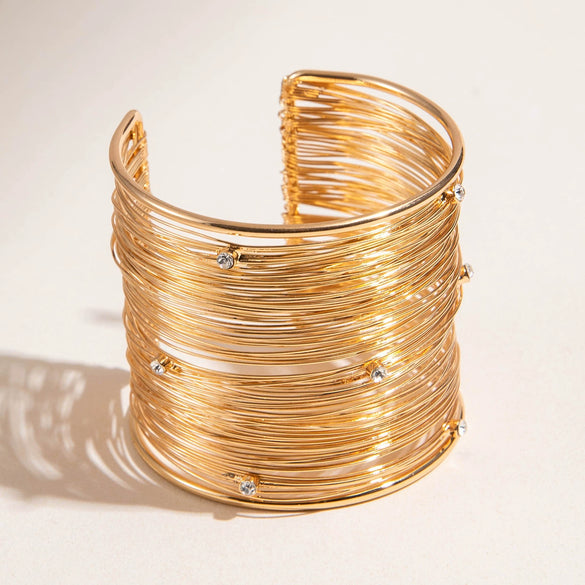Wholesale Fashion Metal Hollow Exaggerated Opening Alloy Bracelet For Women With Geometric Design