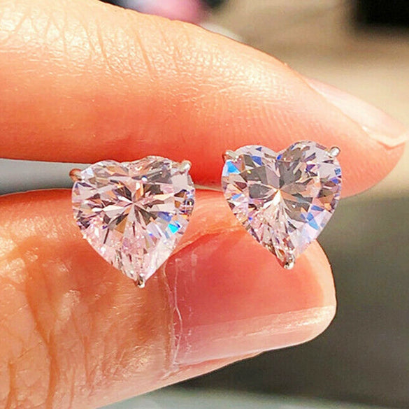 Wholesale Fashion Mini Heartshaped Copper Zircon Earrings For Women