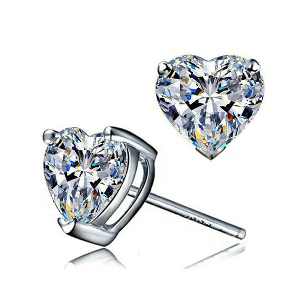 Wholesale Fashion Mini Heartshaped Copper Zircon Earrings For Women
