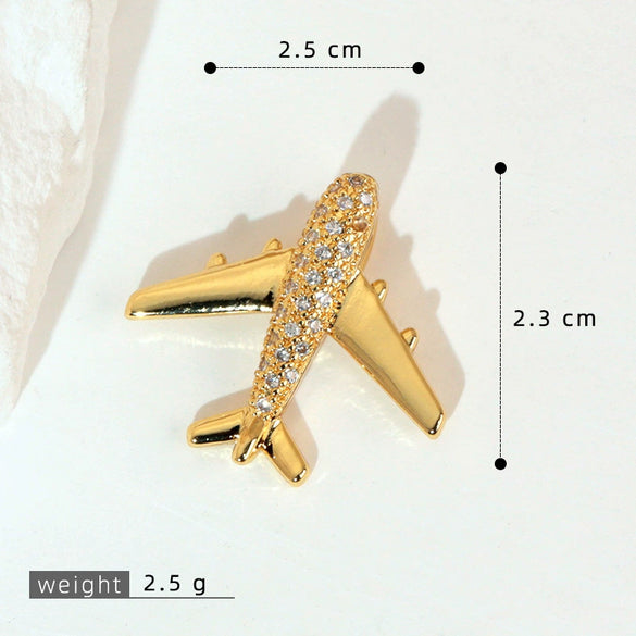 Wholesale Fashion Minimalist Aircraft Pendant Accessories Made Of Copper With 18K Gold Plated Electroplating