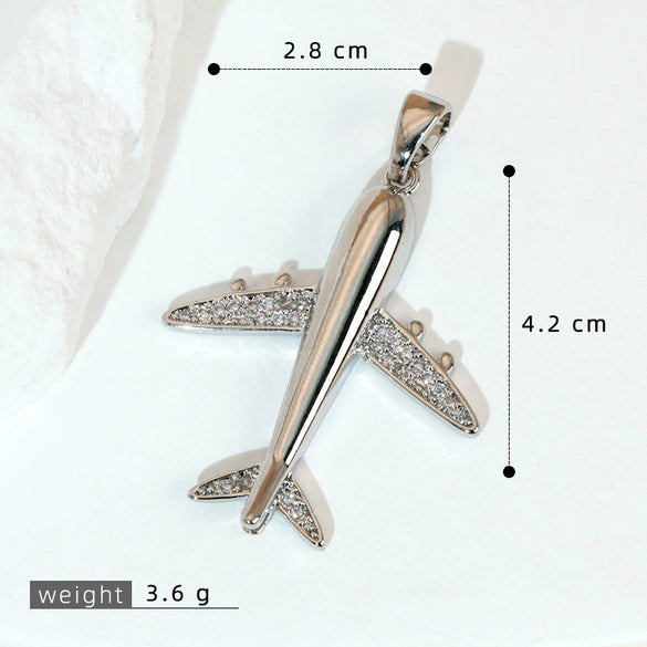 Wholesale Fashion Minimalist Aircraft Pendant Accessories Made Of Copper With 18K Gold Plated Electroplating