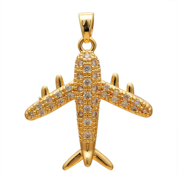 Wholesale Fashion Minimalist Aircraft Pendant Accessories Made Of Copper With 18K Gold Plated Electroplating