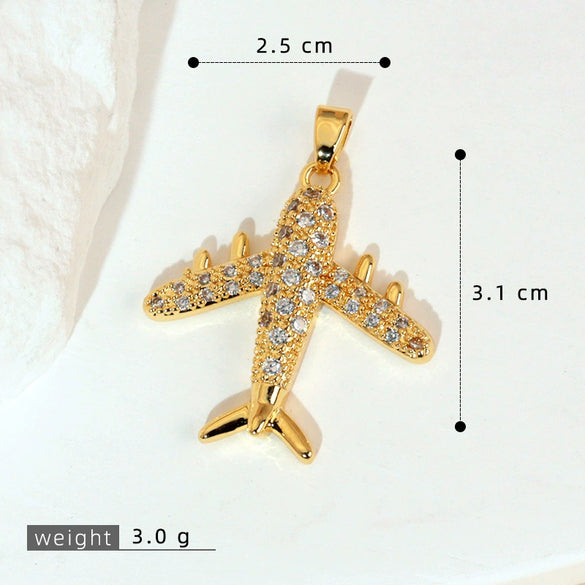 Wholesale Fashion Minimalist Aircraft Pendant Accessories Made Of Copper With 18K Gold Plated Electroplating