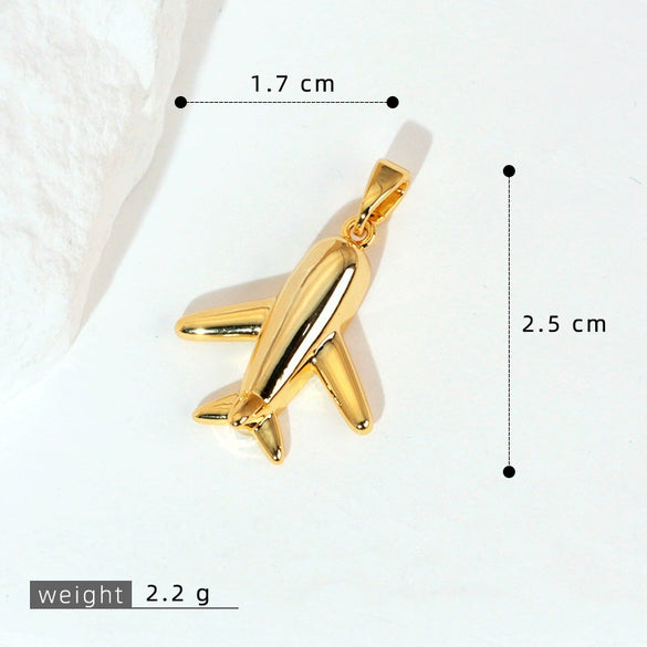 Wholesale Fashion Minimalist Aircraft Pendant Accessories Made Of Copper With 18K Gold Plated Electroplating