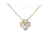 Wholesale Fashion Minimalist Freshwater Pearl Necklace With Copper Opal Clover Pendant Flat Round And Bun Round Pearl Shapes
