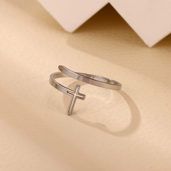 Wholesale Fashion Minimalist Geometric Light Luxury Style Fruitshaped Inlaid With Gold Stainless Steel Adjustable Open Ring Jewelry For Men And Women