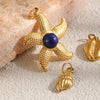 Wholesale Fashion Minimalist Marine Life Starfish And Conch Stainless Steel 18K Gold Vacuum Plated Jewelry Accessories