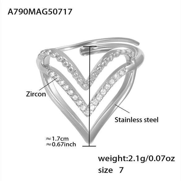 Wholesale Fashion Minimalist Stainless Steel Eightpointed Star Open Cut Out Ring With 18K Gold Electroplating For Women