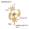 Wholesale Fashion Minimalist Stainless Steel Eightpointed Star Open Cut Out Ring With 18K Gold Electroplating For Women