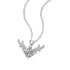 Wholesale Fashion Moissanite Inlay 925 Silver Antler Pendant Ball Chain Necklace Geometric Pattern