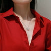 Wholesale Fashion Moissanite Inlay 925 Silver Antler Pendant Ball Chain Necklace Geometric Pattern