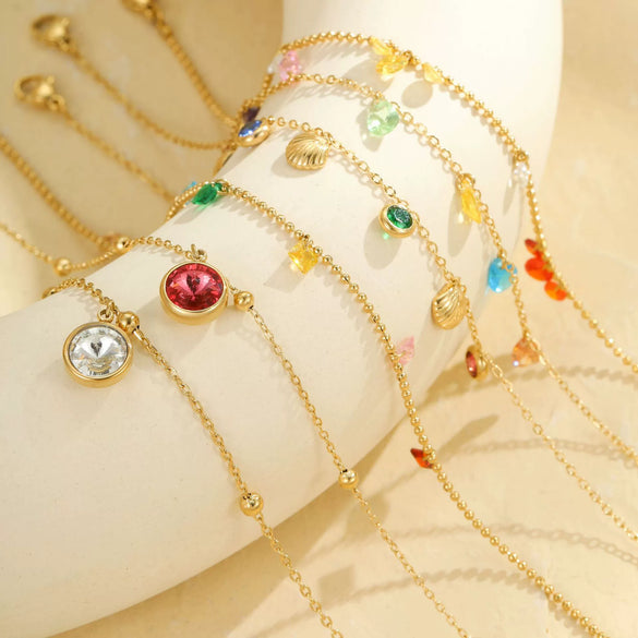 Wholesale Fashion Multi Layer Diamond Pearl Stainless Steel Geometric Anklet Foot Jewelry Unisex