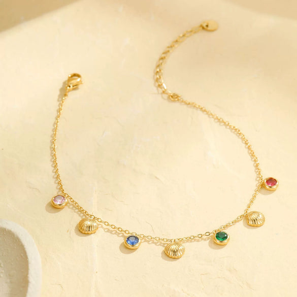 Wholesale Fashion Multi Layer Diamond Pearl Stainless Steel Geometric Anklet Foot Jewelry Unisex