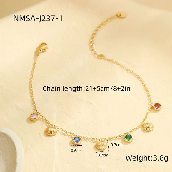 Wholesale Fashion Multi Layer Diamond Pearl Stainless Steel Geometric Anklet Foot Jewelry Unisex