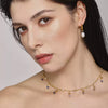 Wholesale Fashion Necklace Freshwater Pearl Stainless Steel Handmade Zircon Lapis Lazilli Clavicle Chain With Geometric Style And Electroplating Process For Women