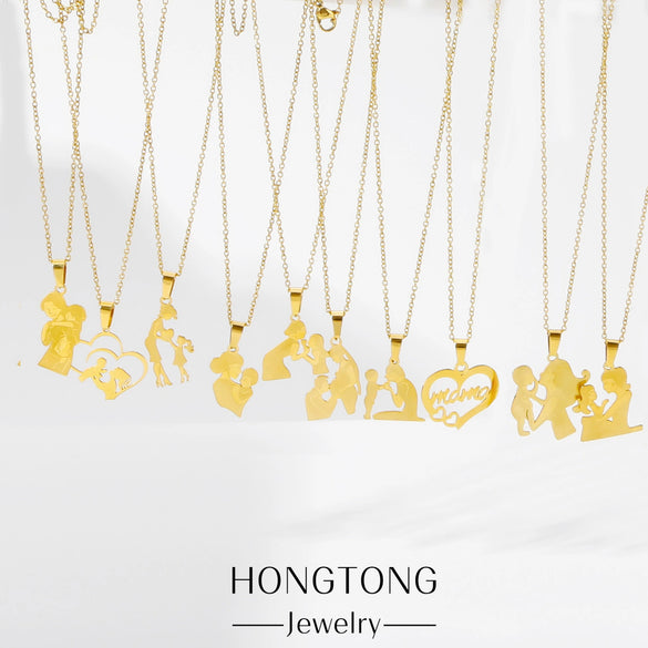 Wholesale Fashion Necklace Stainless Steel Love Letter Pendant With Electroplating And Geometric Pattern