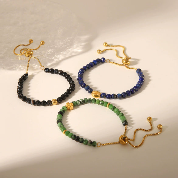 Wholesale Fashion New Natural Stone Handmade Unisex Bracelet With Tourmaline And Lapis Lazulio