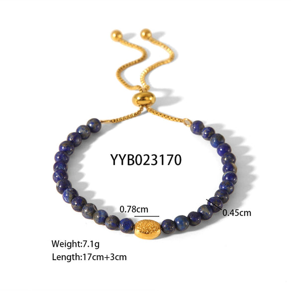 Wholesale Fashion New Natural Stone Handmade Unisex Bracelet With Tourmaline And Lapis Lazulio
