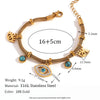 Wholesale Fashion Niche Bracelet And Necklace Set Stainless Steel Geometric Mesh Chain Beads With Turquoise Eye Electroplated For Women