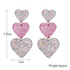 Wholesale Fashion Niche Creative Heart Acrylic Color Glitter Connect Love Long Hanging Earrings With Printing Process For Women