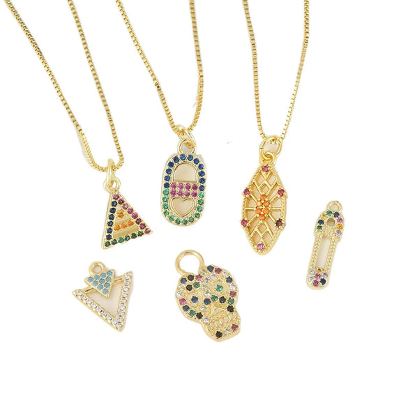 Wholesale Fashion Niche Design Copper Necklace With Cross Tripod Rhombus Geometric Pendant And Electroplating