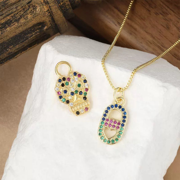 Wholesale Fashion Niche Design Copper Necklace With Cross Tripod Rhombus Geometric Pendant And Electroplating