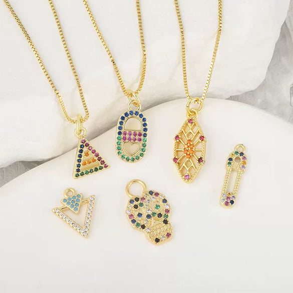 Wholesale Fashion Niche Design Copper Necklace With Cross Tripod Rhombus Geometric Pendant And Electroplating