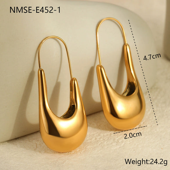 Wholesale Fashion Niche Design Geometric Stainless Steel 18K Gold Plated Women's Earrings