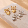 Wholesale Fashion Niche Design Goldplated Stainless Steel Heart Bow Love Pendant Hanging Earrings For Women