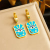 Wholesale Fashion Oil Dripping Stainless Steel Star Moon Pendant Stacked Necklace And Earrings For Women