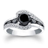 Wholesale Fashion Ol Geometric Black Zircon Copper Ring For Women