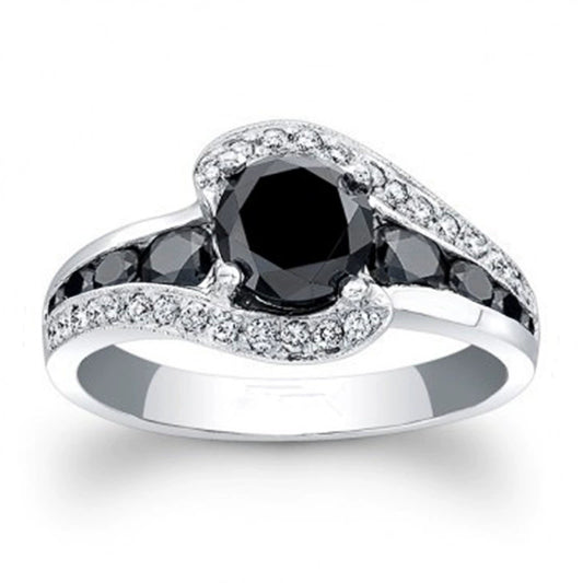 Wholesale Fashion Ol Geometric Black Zircon Copper Ring For Women