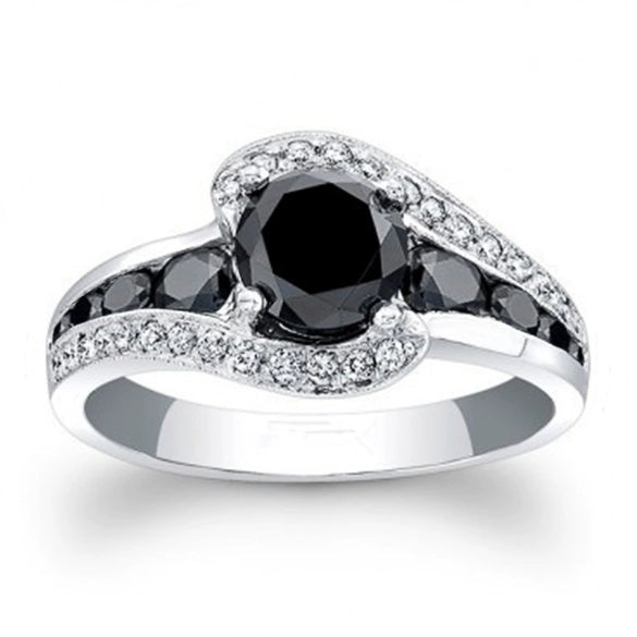 Wholesale Fashion Ol Geometric Black Zircon Copper Ring For Women