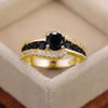Wholesale Fashion Ol Geometric Black Zircon Copper Ring For Women