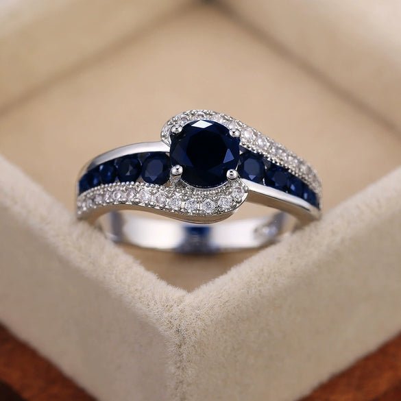 Wholesale Fashion Ol Geometric Black Zircon Copper Ring For Women