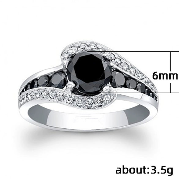 Wholesale Fashion Ol Geometric Black Zircon Copper Ring For Women