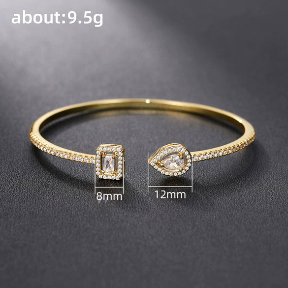 Wholesale Fashion Ol Geometric Brass Zircon Inlaid Bracelet