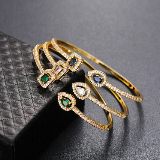 Wholesale Fashion Ol Geometric Brass Zircon Inlaid Bracelet