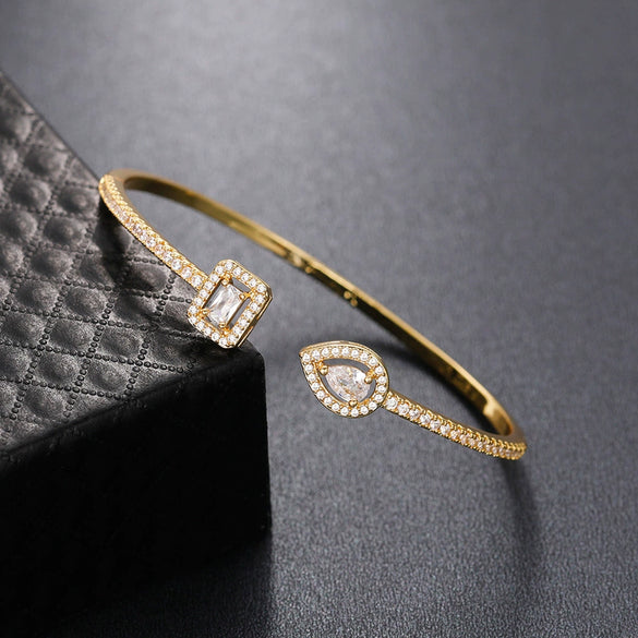 Wholesale Fashion Ol Geometric Brass Zircon Inlaid Bracelet