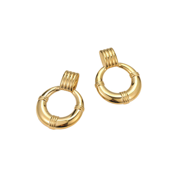 Wholesale Fashion Ol Geometric Stainless Steel Hoop Earrings Plated With 18K Gold For Women